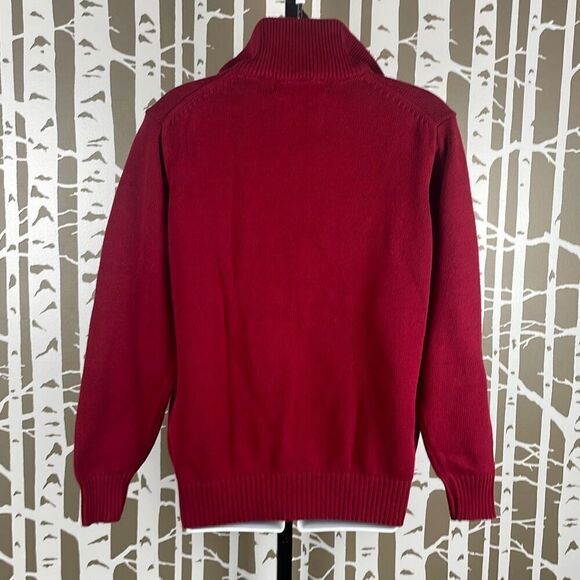 Oscar De La Renta Maroon Burgundy Zip Mock Neck Sweater M - Picture 4 of 7